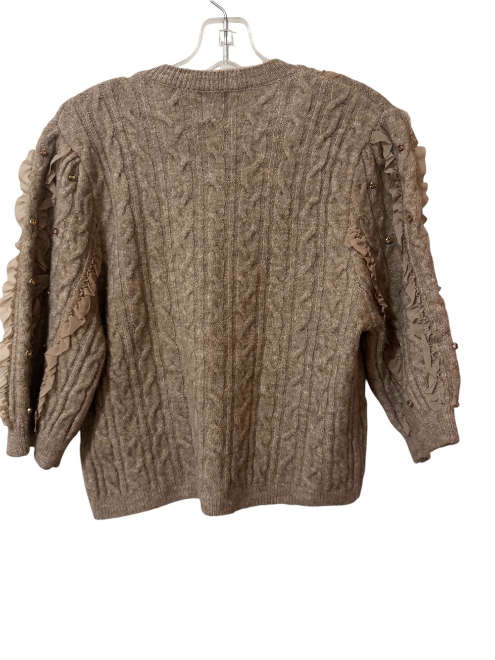 NWT Maeve Short-Sleeve Embellished Ruffled Cardigan M - Picture 3 of 7